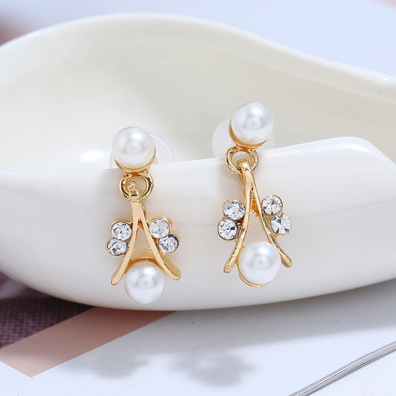 Jewelry set pearl gold-plated silver necklace