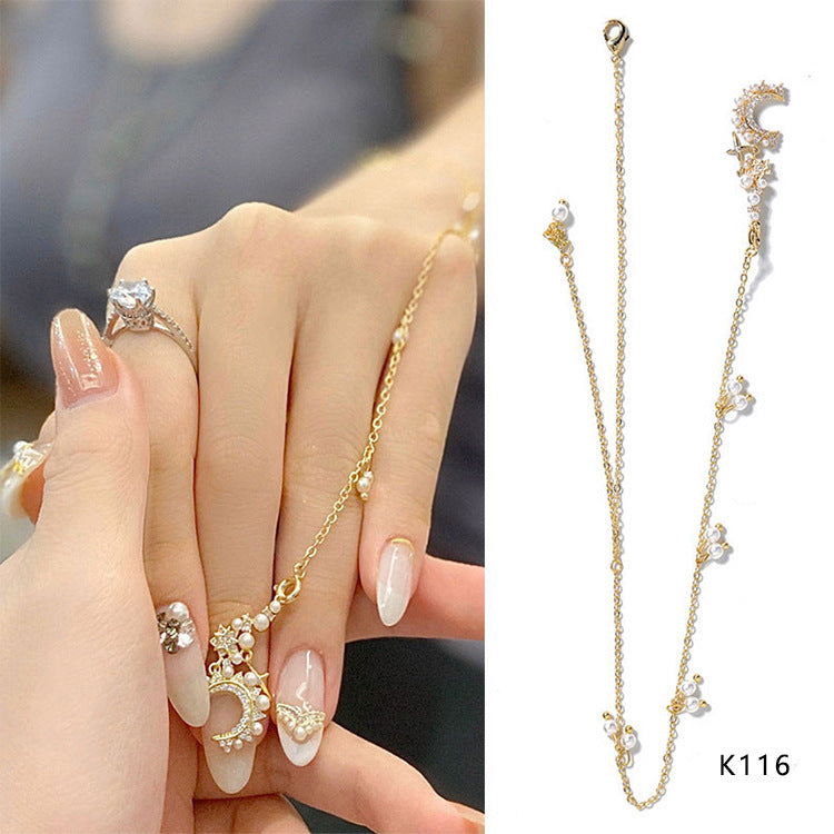 Nail Art Bracelet Jewelry Pearl Chain