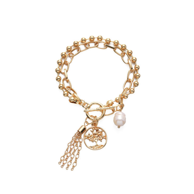 Small Round Beads Multilayer Alloy Pearl Pendant Jewelry
