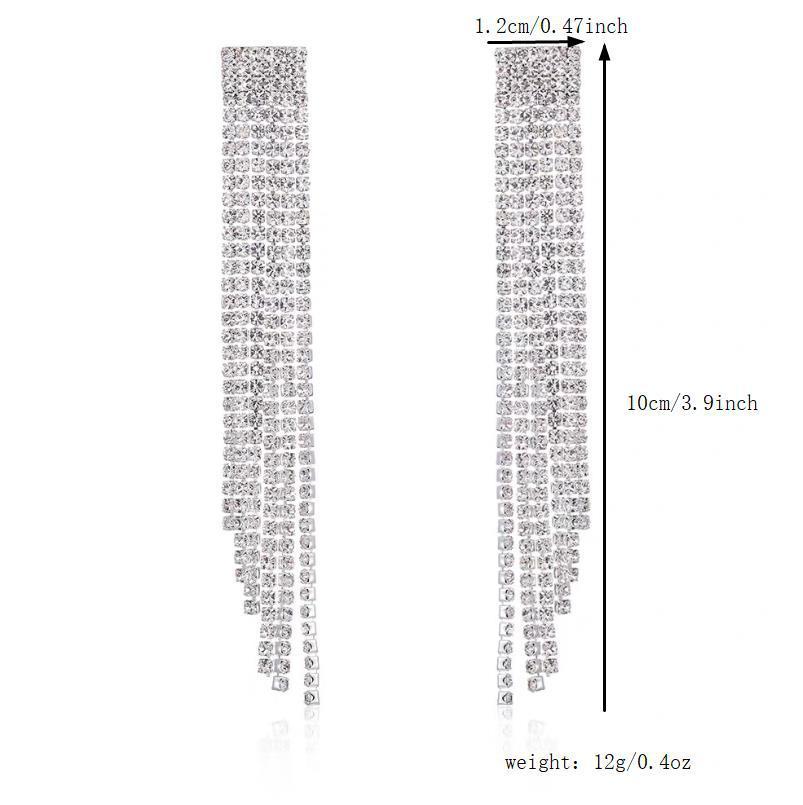Personality Rhinestone Tassel Earrings For Women