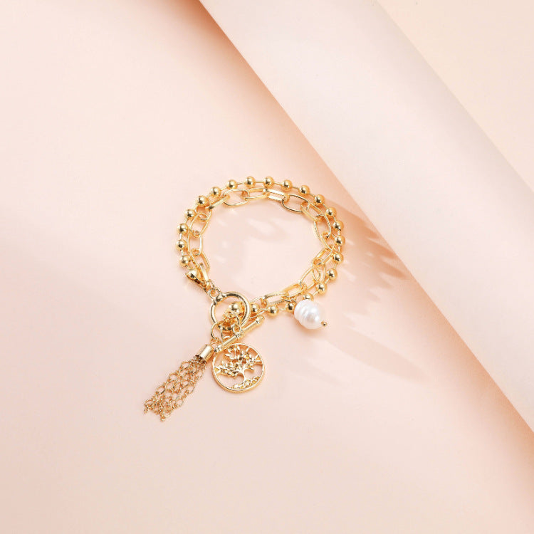 Small Round Beads Multilayer Alloy Pearl Pendant Jewelry