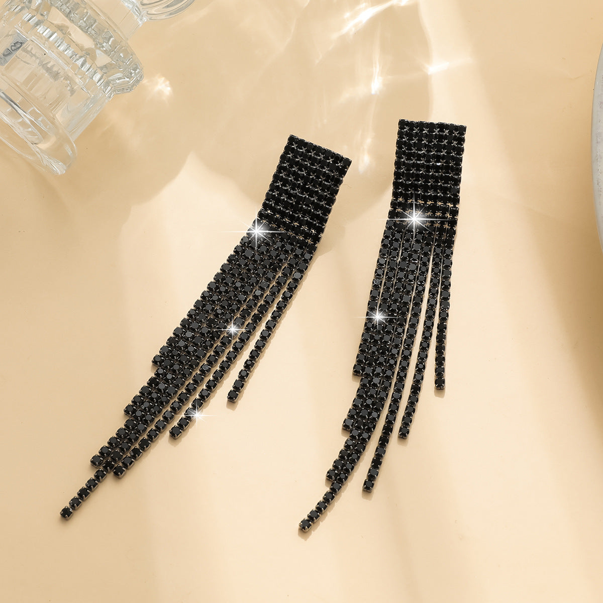 Personality Rhinestone Tassel Earrings For Women