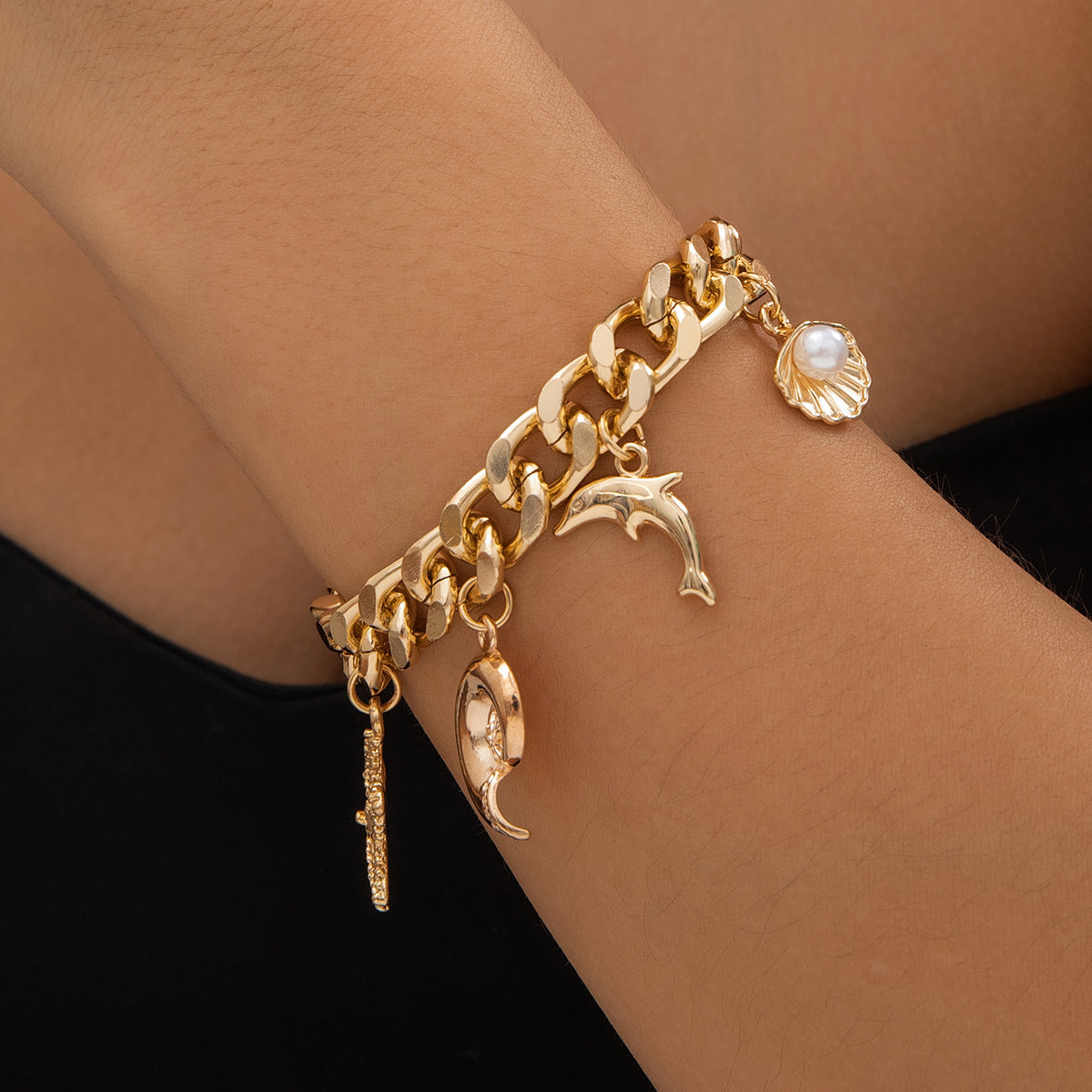 Starfish Pendant Choker Necklace Bracelets Women Trendy Vintage Tassel Chain Grunge Jewelry Fashion Jewelry