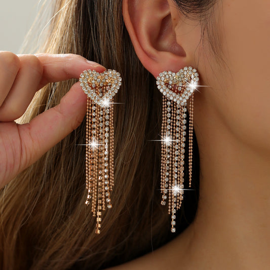 Personality Rhinestone Tassel Earrings For Women