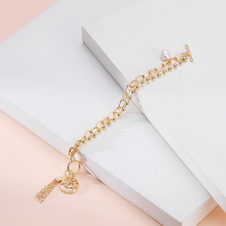 Small Round Beads Multilayer Alloy Pearl Pendant Jewelry