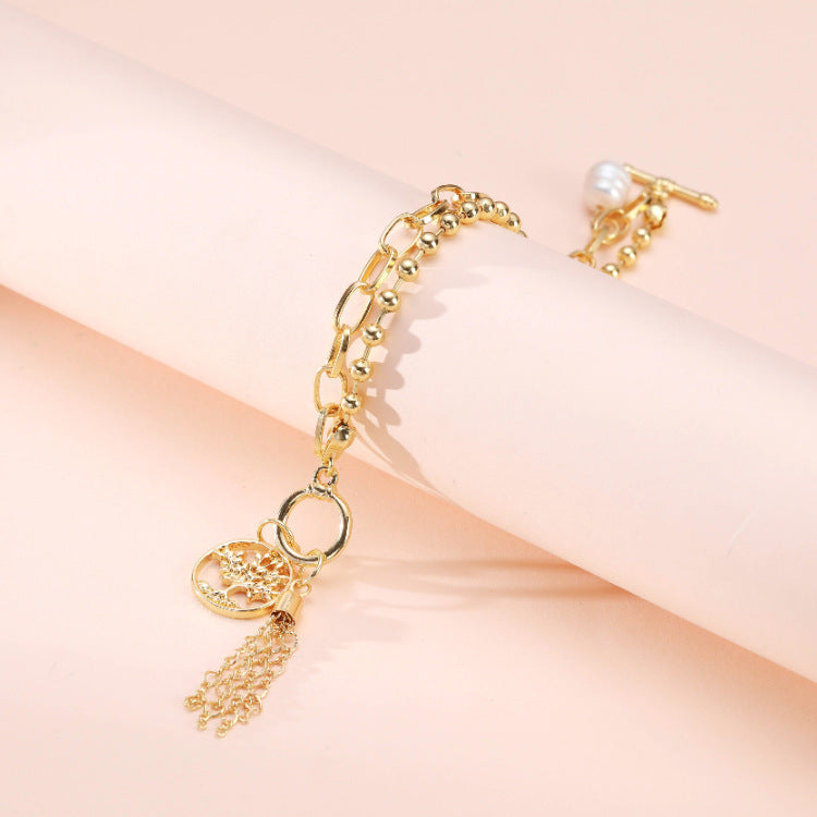 Small Round Beads Multilayer Alloy Pearl Pendant Jewelry