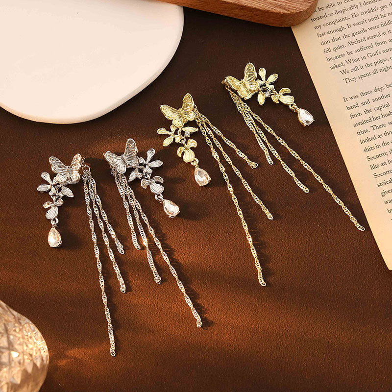 One Style For Dual-wear Butterfly Tassel Earrings Flower Earrings For Women