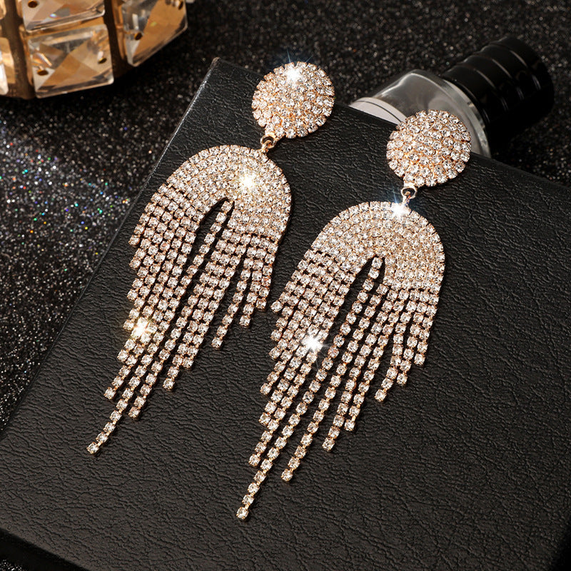 Personality Rhinestone Tassel Earrings For Women